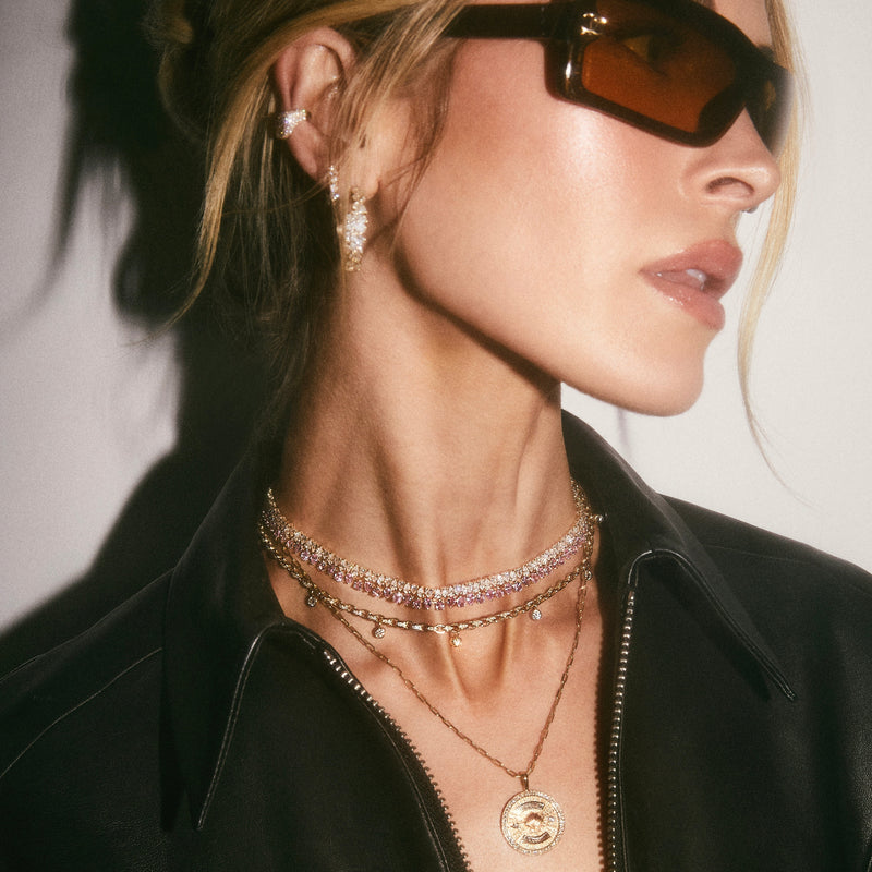 Petite Diamond Chain Gypsy Roma Choker by Logan Hollowell Jewelry