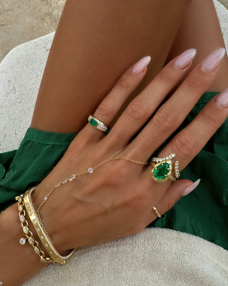 Abundantia Emerald Cut Emerald Diamond Pavé Ring by Logan Hollowell Jewelry