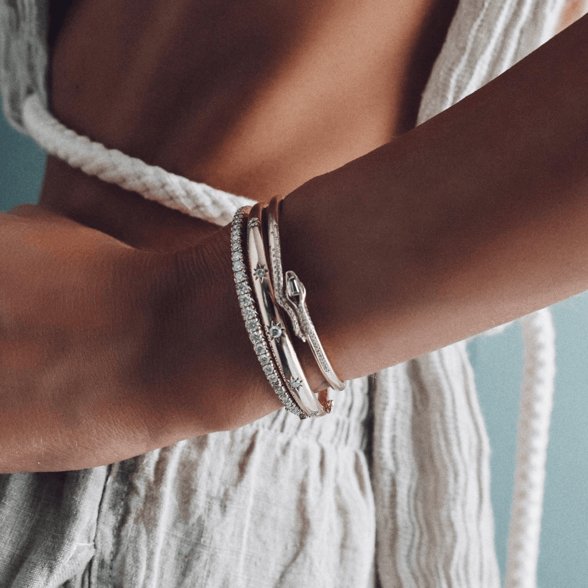 Star Set Rounded Diamond Bracelet by Logan Hollowell Jewelry