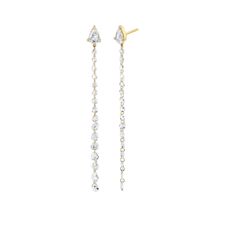 Eau De Rose Cut Diamond Double Drop Earring - Fronts Yellow Gold Pair  by Logan Hollowell Jewelry