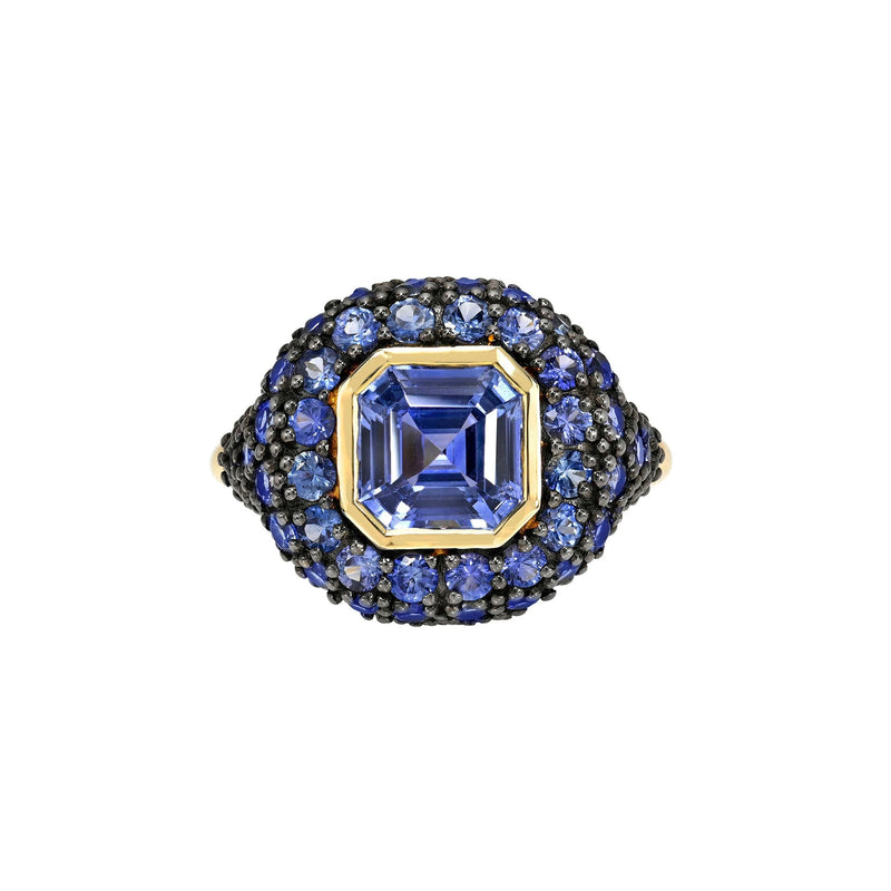 Blue Sapphire Pop Rocks Ring Yellow Gold 3 by Logan Hollowell Jewelry