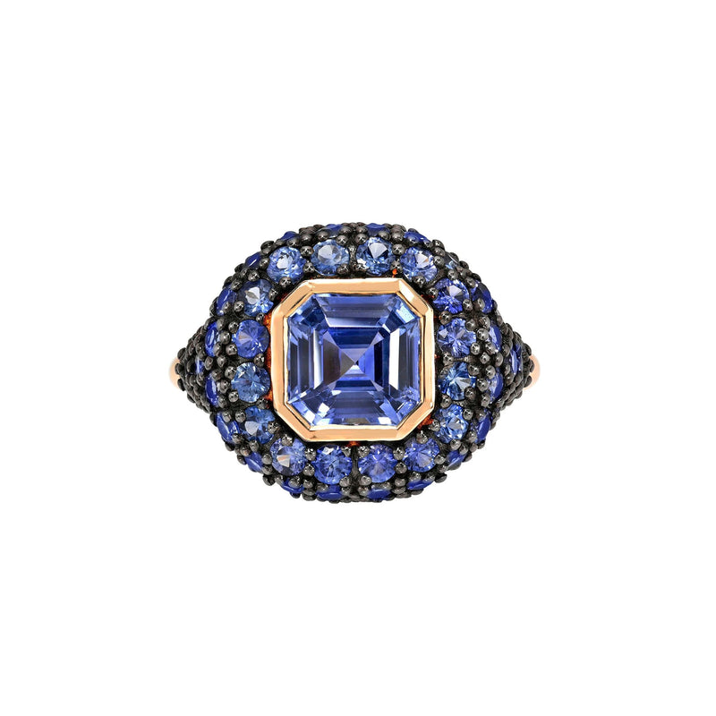 Blue Sapphire Pop Rocks Ring Rose Gold 3 by Logan Hollowell Jewelry