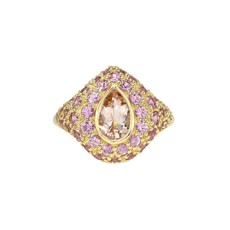 Morganite and Pink Sapphire Pop Rocks Ring Yellow Gold 3 by Logan Hollowell Jewelry