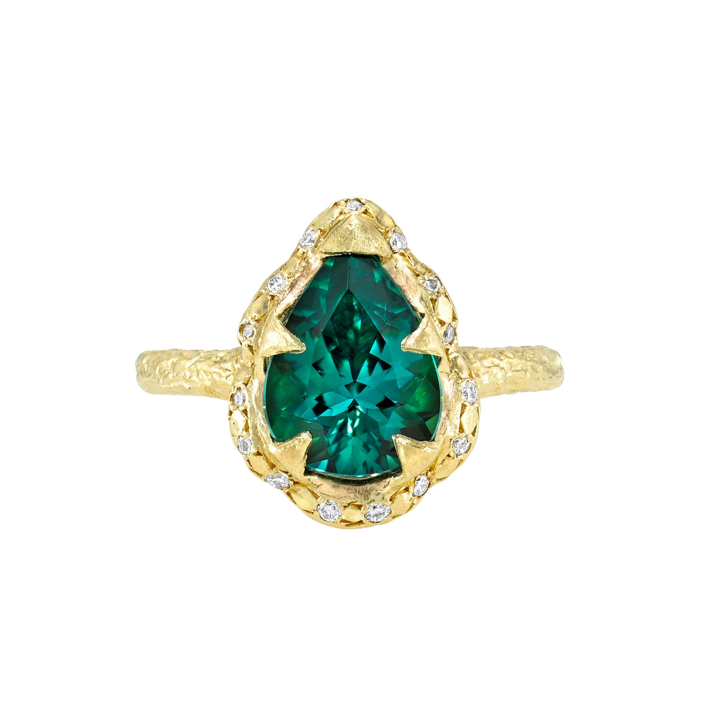 Baby Queen Lagoon Sprinkle Diamond Ring Yellow Gold 3 by Logan Hollowell Jewelry