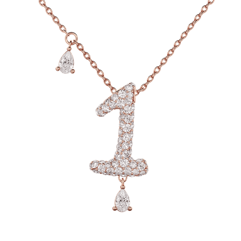 1 Pavé Diamond Numerology Necklace Rose Gold 20mm by Logan Hollowell Jewelry