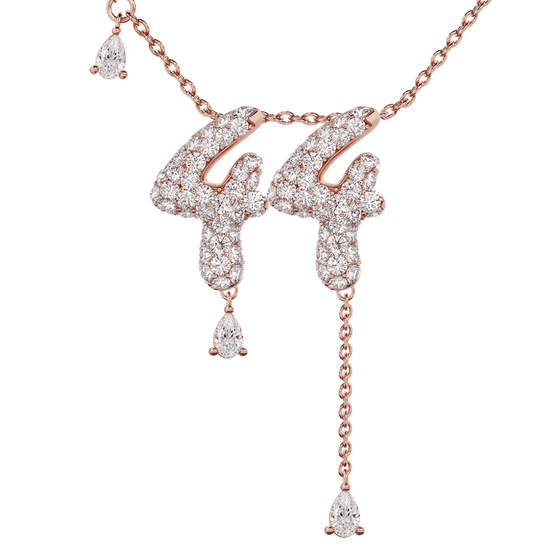 44 Pavé Diamond Numerology Necklace Rose Gold 20mm by Logan Hollowell Jewelry