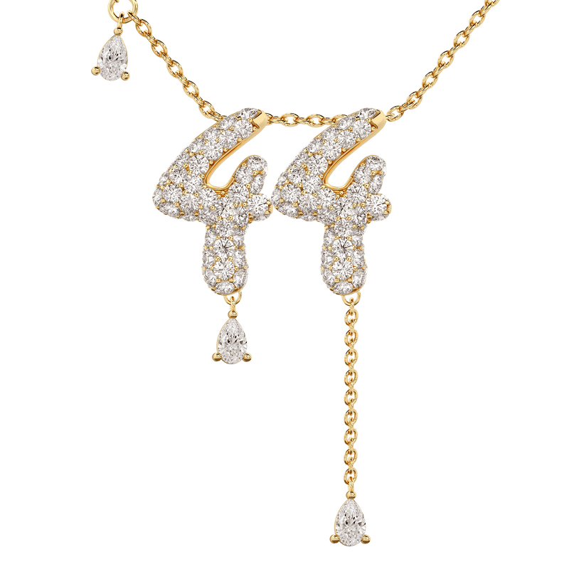 44 Pavé Diamond Numerology Necklace Yellow Gold 20mm by Logan Hollowell Jewelry