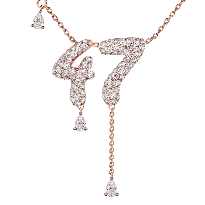 47 Pavé Diamond Numerology Necklace Rose Gold 20mm by Logan Hollowell Jewelry