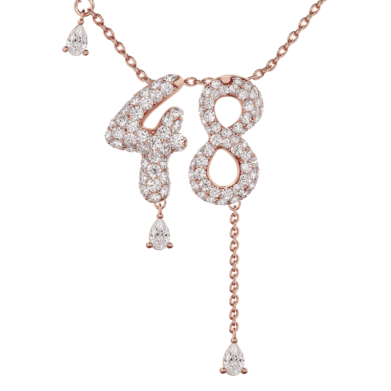 48 Pavé Diamond Numerology Necklace Rose Gold 20mm by Logan Hollowell Jewelry