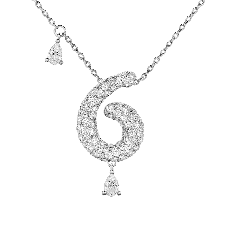 6 Pavé Diamond Numerology Necklace White Gold 20mm by Logan Hollowell Jewelry