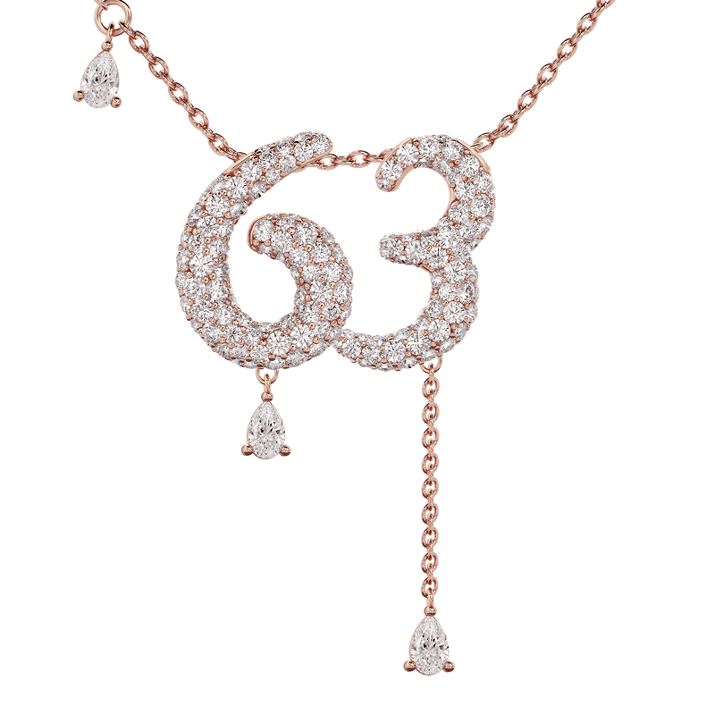 63 Pavé Diamond Numerology Necklace Rose Gold 20mm by Logan Hollowell Jewelry