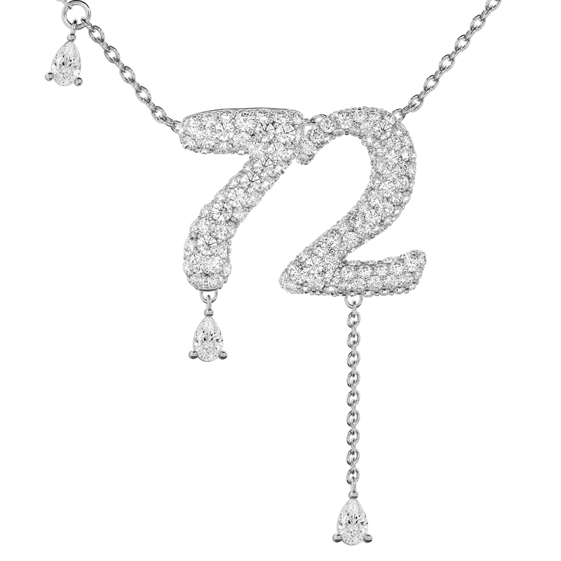 72 Pavé Diamond Numerology Necklace White Gold 20mm by Logan Hollowell Jewelry