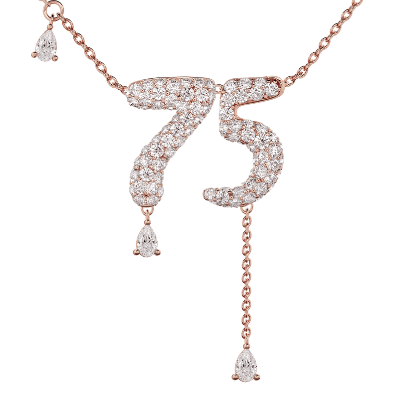 75 Pavé Diamond Numerology Necklace Rose Gold 20mm by Logan Hollowell Jewelry