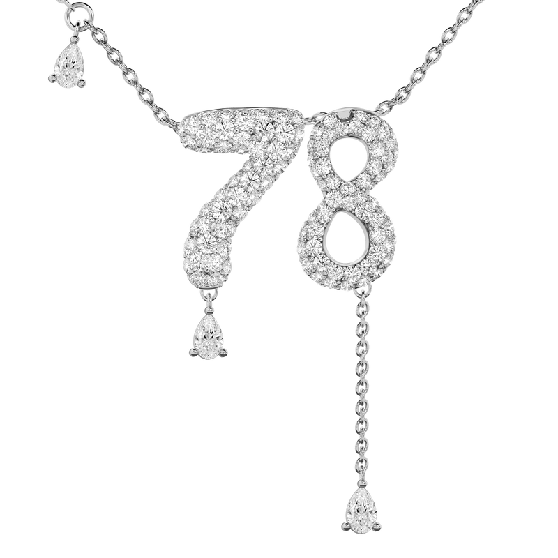 78 Pavé Diamond Numerology Necklace White Gold 20mm by Logan Hollowell Jewelry