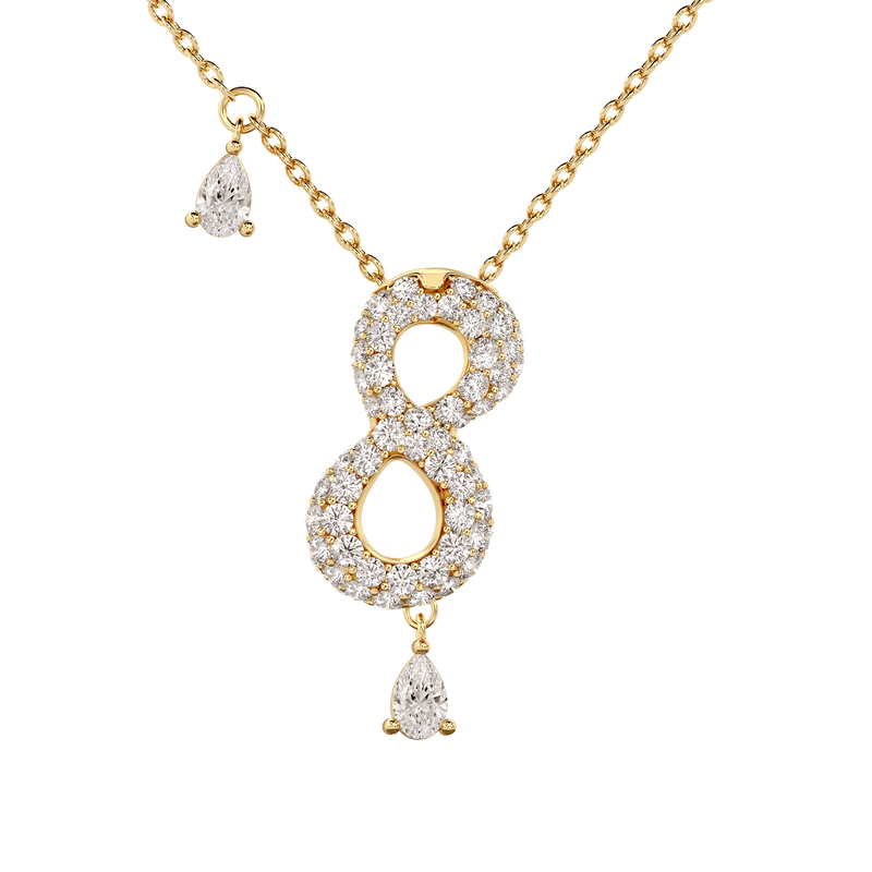 8 Pavé Diamond Numerology Necklace Yellow Gold 20mm by Logan Hollowell Jewelry
