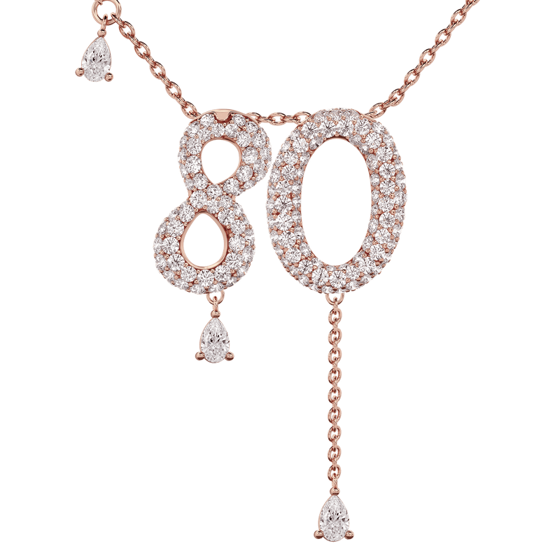 80 Pavé Diamond Numerology Necklace Rose Gold 20mm by Logan Hollowell Jewelry