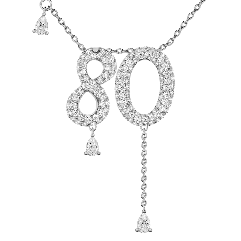 80 Pavé Diamond Numerology Necklace White Gold 20mm by Logan Hollowell Jewelry