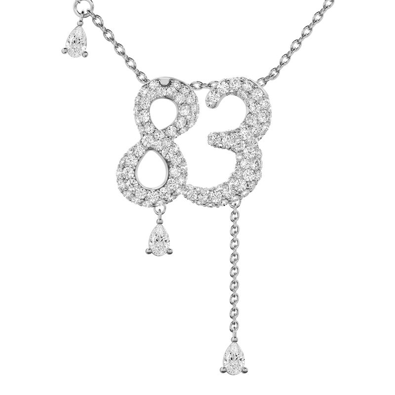 83 Pavé Diamond Numerology Necklace White Gold 20mm by Logan Hollowell Jewelry
