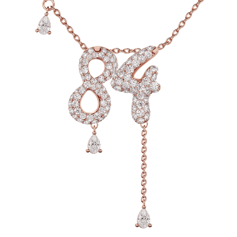 84 Pavé Diamond Numerology Necklace Rose Gold 20mm by Logan Hollowell Jewelry