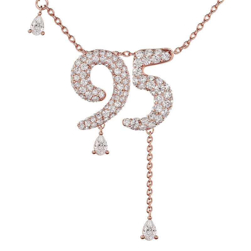 95 Pavé Diamond Numerology Necklace Rose Gold 20mm by Logan Hollowell Jewelry