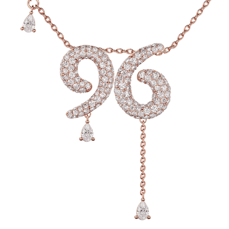 96 Pavé Diamond Numerology Necklace Rose Gold 20mm by Logan Hollowell Jewelry