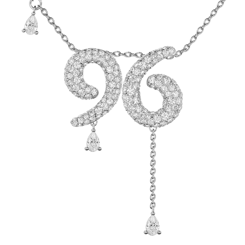 96 Pavé Diamond Numerology Necklace White Gold 20mm by Logan Hollowell Jewelry