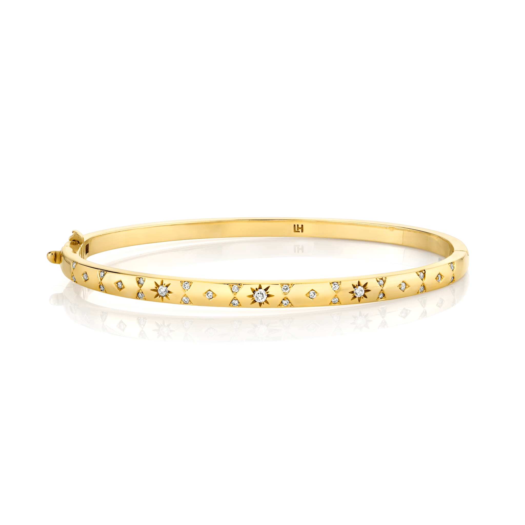 Petite Star Set Pavé Diamond Bracelet Yellow Gold Small by Logan Hollowell Jewelry