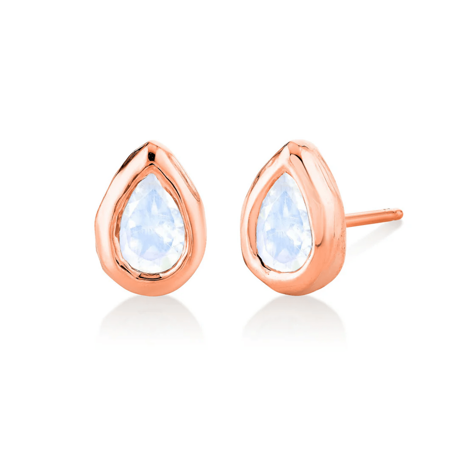 River Water Drop Moonstone Stud by Logan Hollowell Jewelry