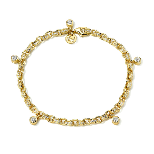 Petite Diamond Chain Gypsy Roma Anklet Yellow Gold by Logan Hollowell Jewelry