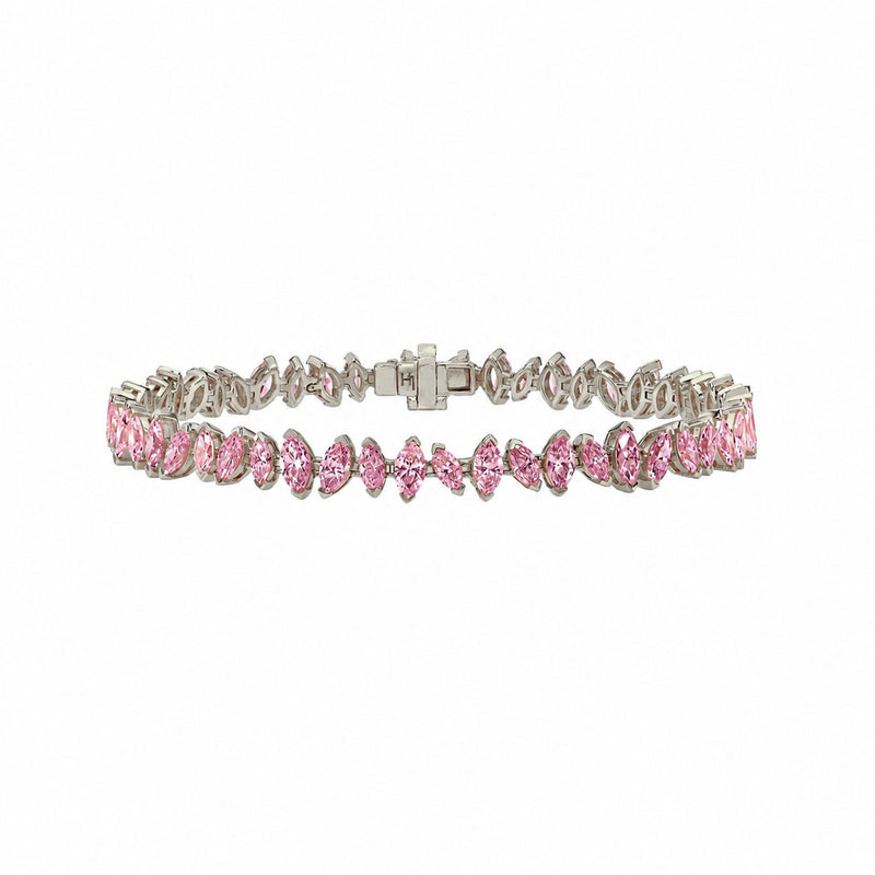 Dancing Marquise Pink Sapphire Bracelet White Gold by Logan Hollowell Jewelry