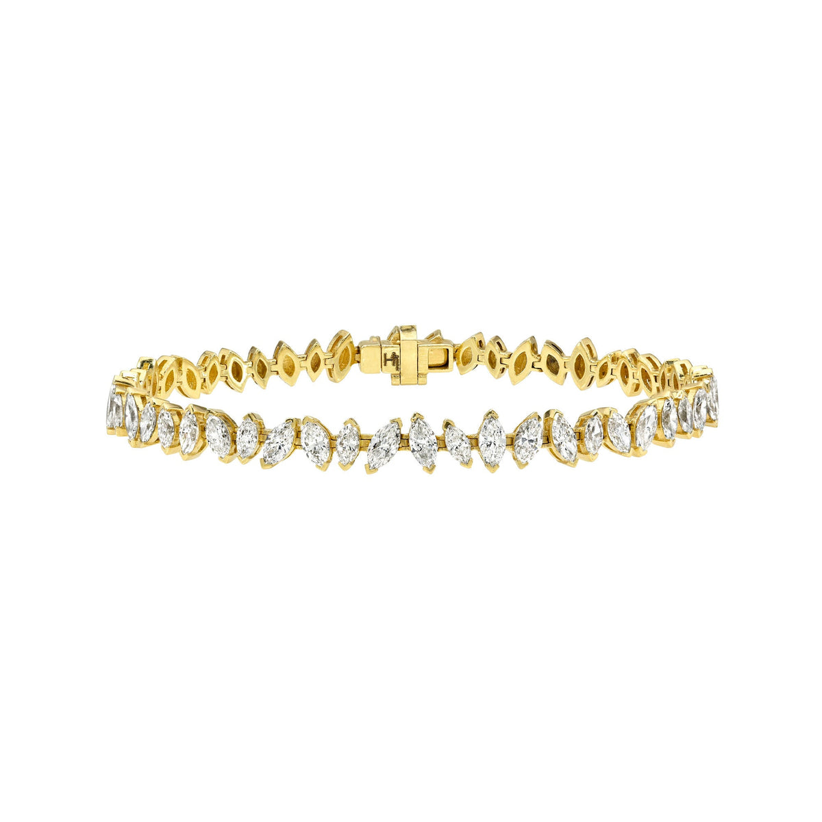 Dancing Marquise Diamond Bracelet Yellow Gold 6.5" by Logan Hollowell Jewelry