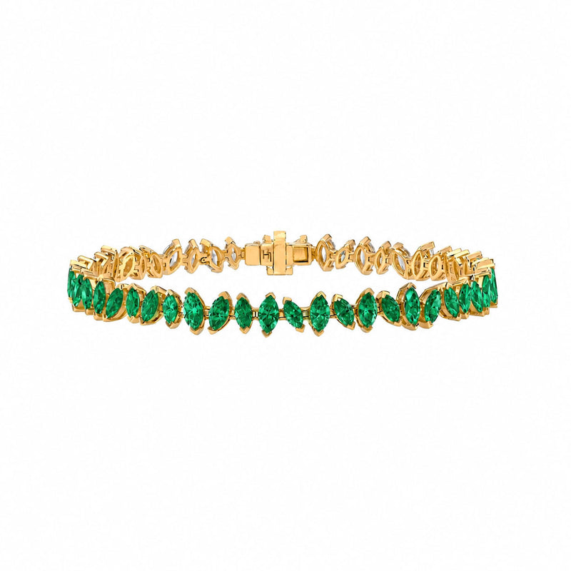 Dancing Marquise Emerald Bracelet Rose Gold by Logan Hollowell Jewelry