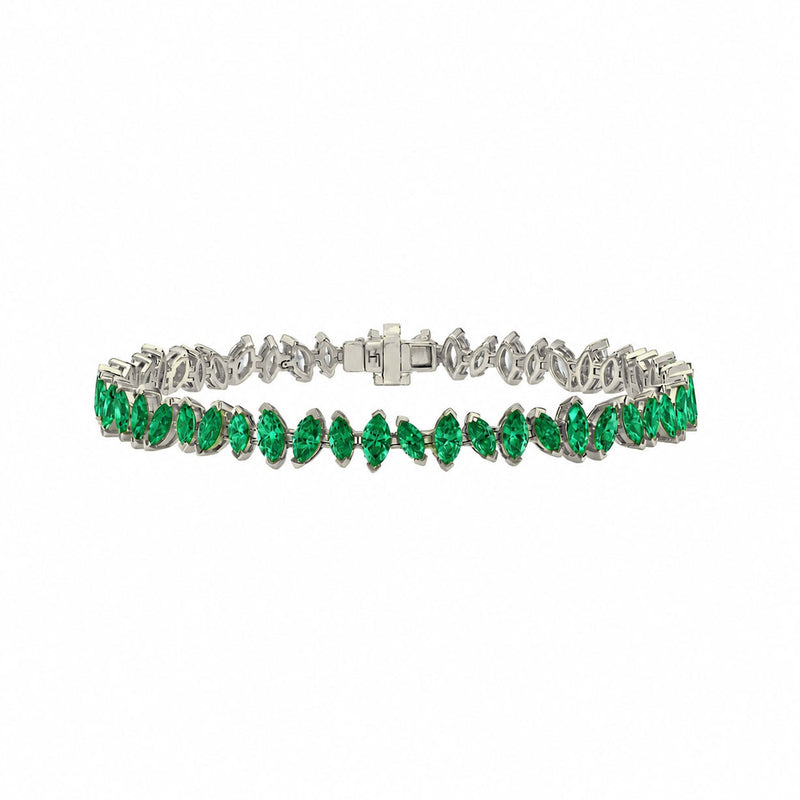 Dancing Marquise Emerald Bracelet White Gold by Logan Hollowell Jewelry
