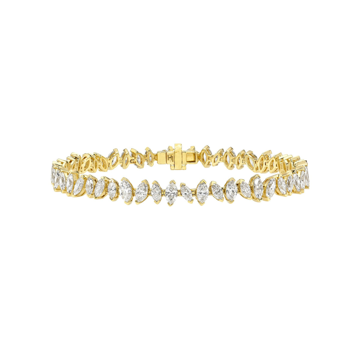 Dancing Marquise Diamond Bracelet Yellow Gold 6.5" by Logan Hollowell Jewelry