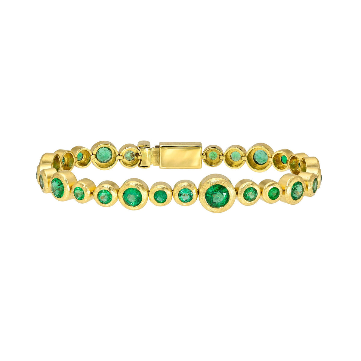 Emerald Bubble Bracelet Yellow Gold 6.25" by Logan Hollowell Jewelry