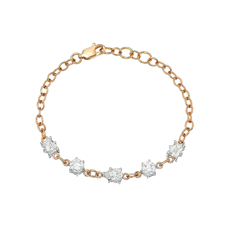 Solar Flare Mixed Cut Diamond Bracelet Rose Gold by Logan Hollowell Jewelry