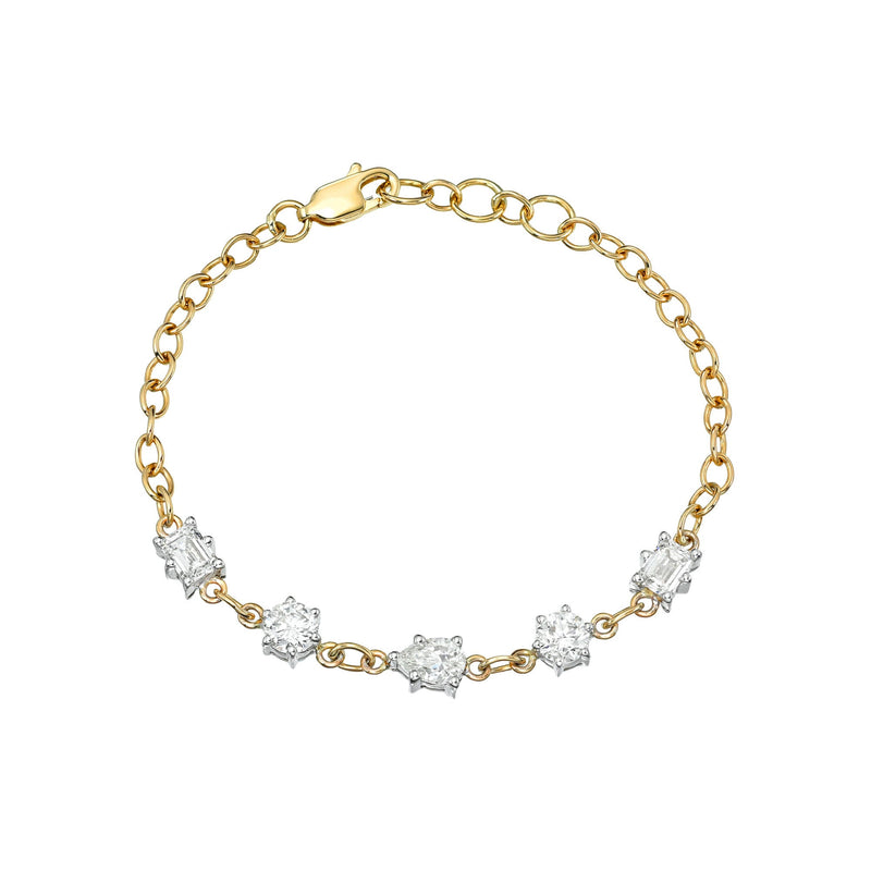 Solar Flare Mixed Cut Diamond Bracelet Yellow Gold by Logan Hollowell Jewelry