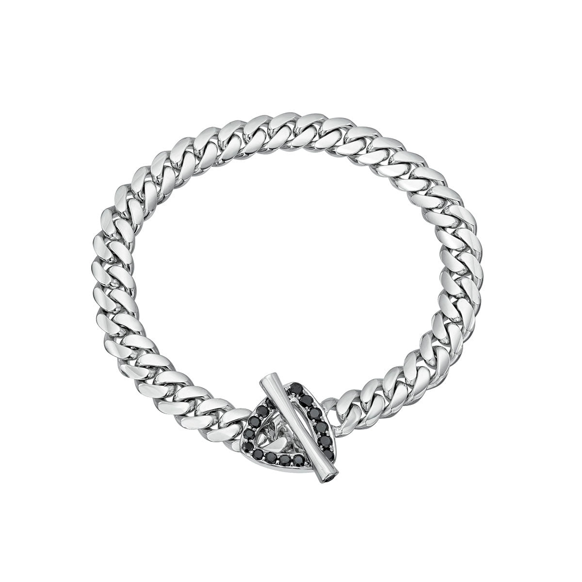Men’s Pave Black Diamond Trillion Toggle Bracelet White Gold 7.5" by Logan Hollowell Jewelry