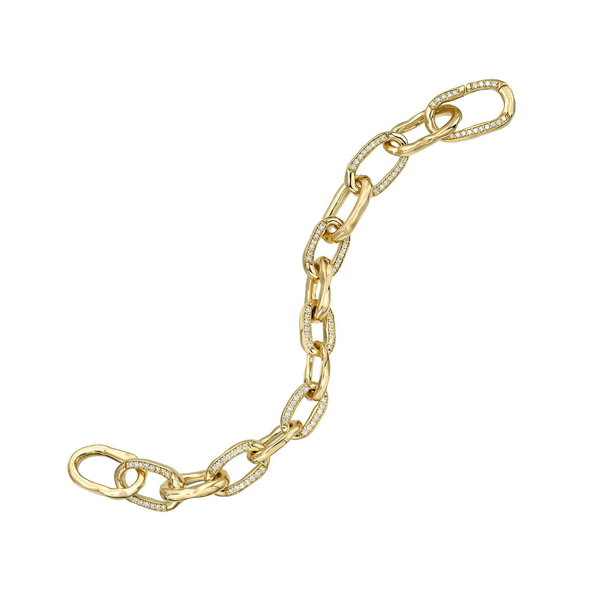 Graduated Atlantis Diamond Chain Bracelet with Alternating Pavé by Logan Hollowell Jewelry