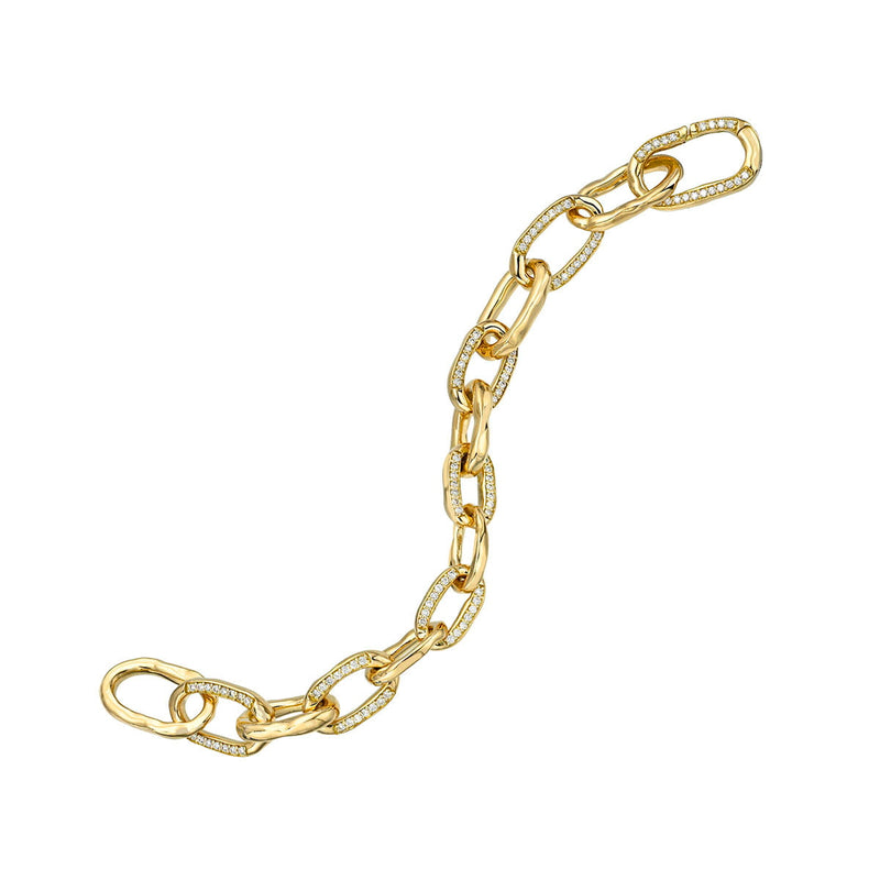 Graduated Atlantis Diamond Chain Bracelet with Alternating Pavé by Logan Hollowell Jewelry