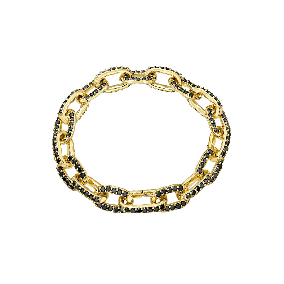 Poseidon Black Diamond Link Bracelet Yellow Gold 7.5" by Logan Hollowell Jewelry