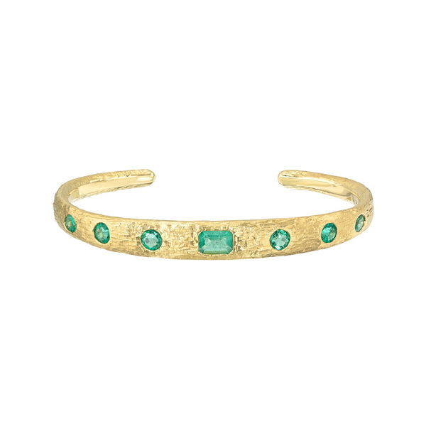 Queen Emerald Cuff Yellow Gold 6.0" by Logan Hollowell Jewelry