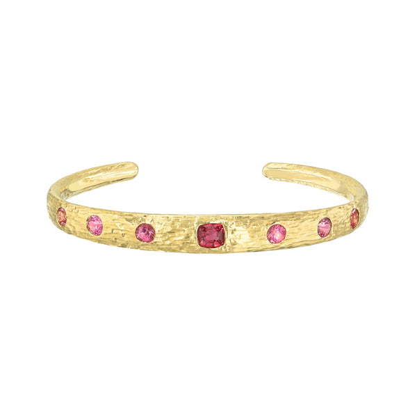 Queen Rose Spinel Cuff Yellow Gold 6.0" by Logan Hollowell Jewelry