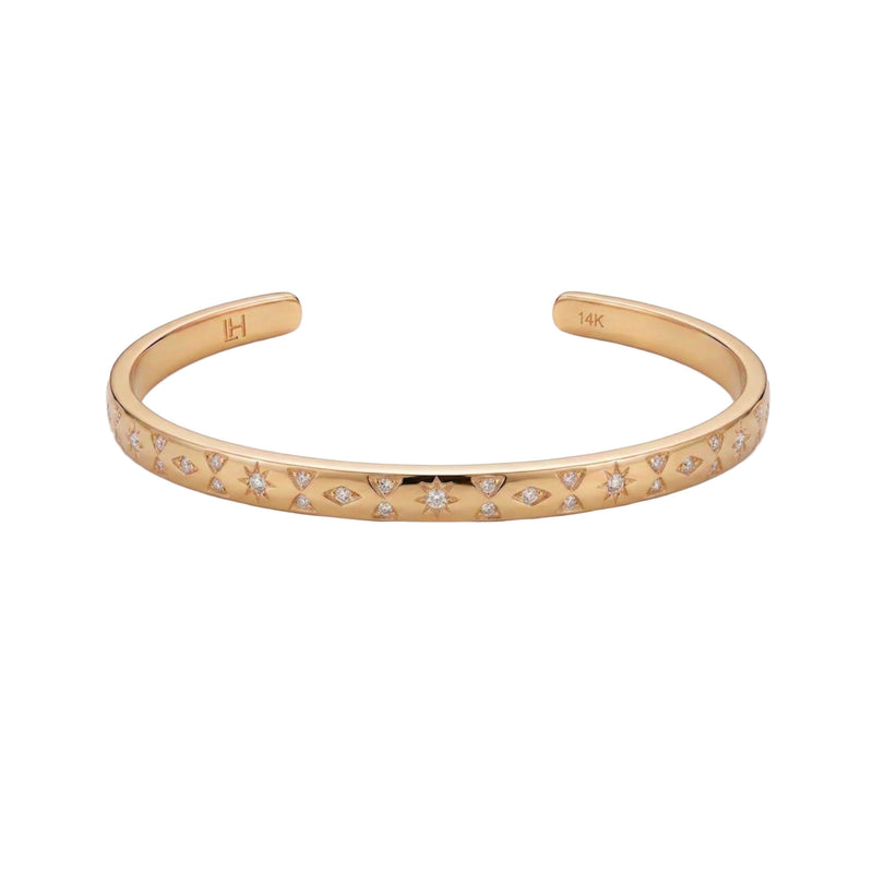 Petite Star Set Pavé Diamond Cuff Rose Gold by Logan Hollowell Jewelry