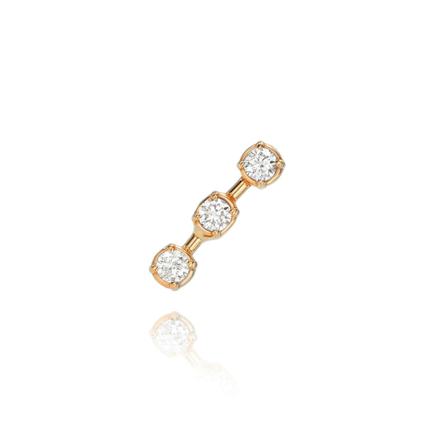 Three Diamond Stud Rose Gold by Logan Hollowell Jewelry