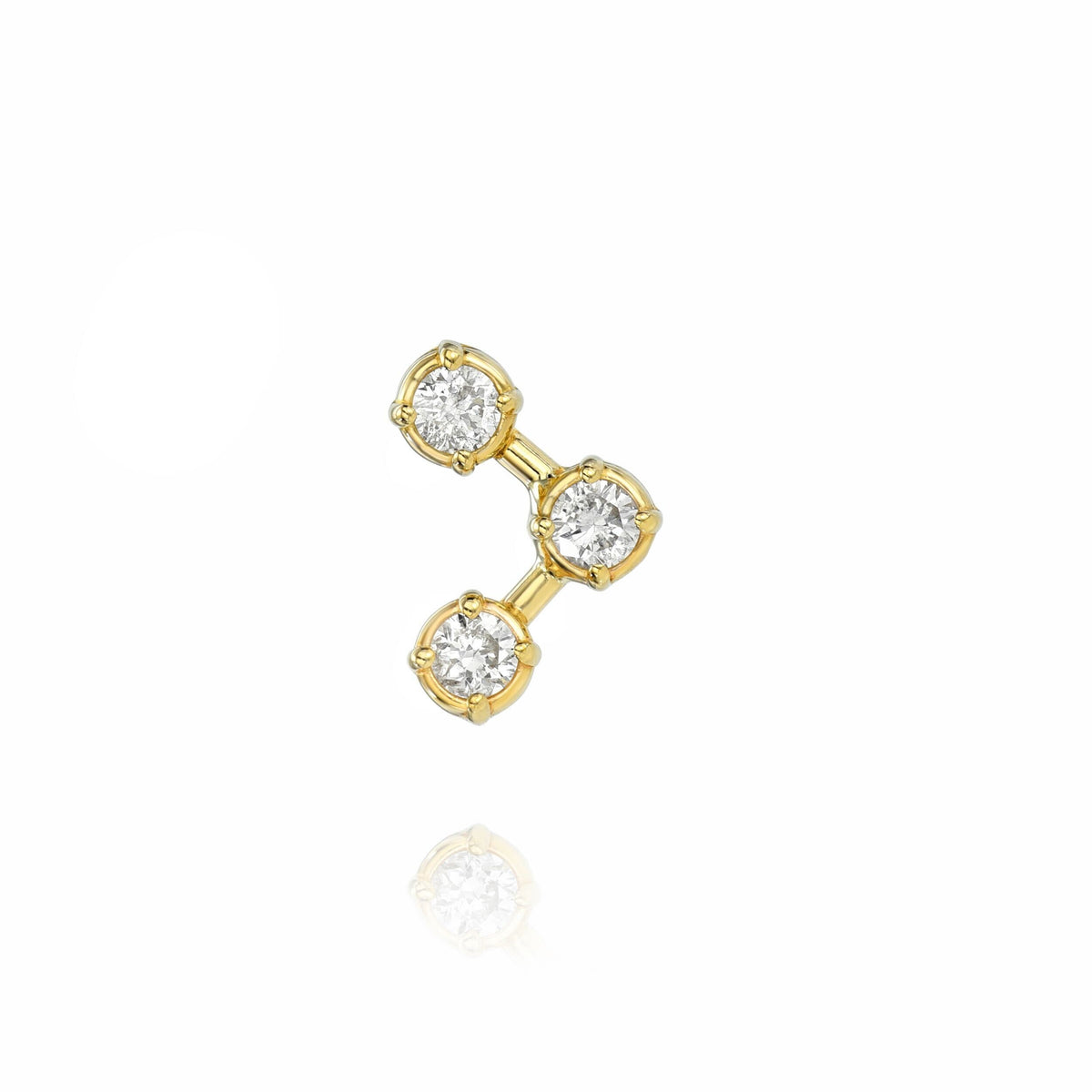 Trinity Diamond Stud Yellow Gold by Logan Hollowell Jewelry