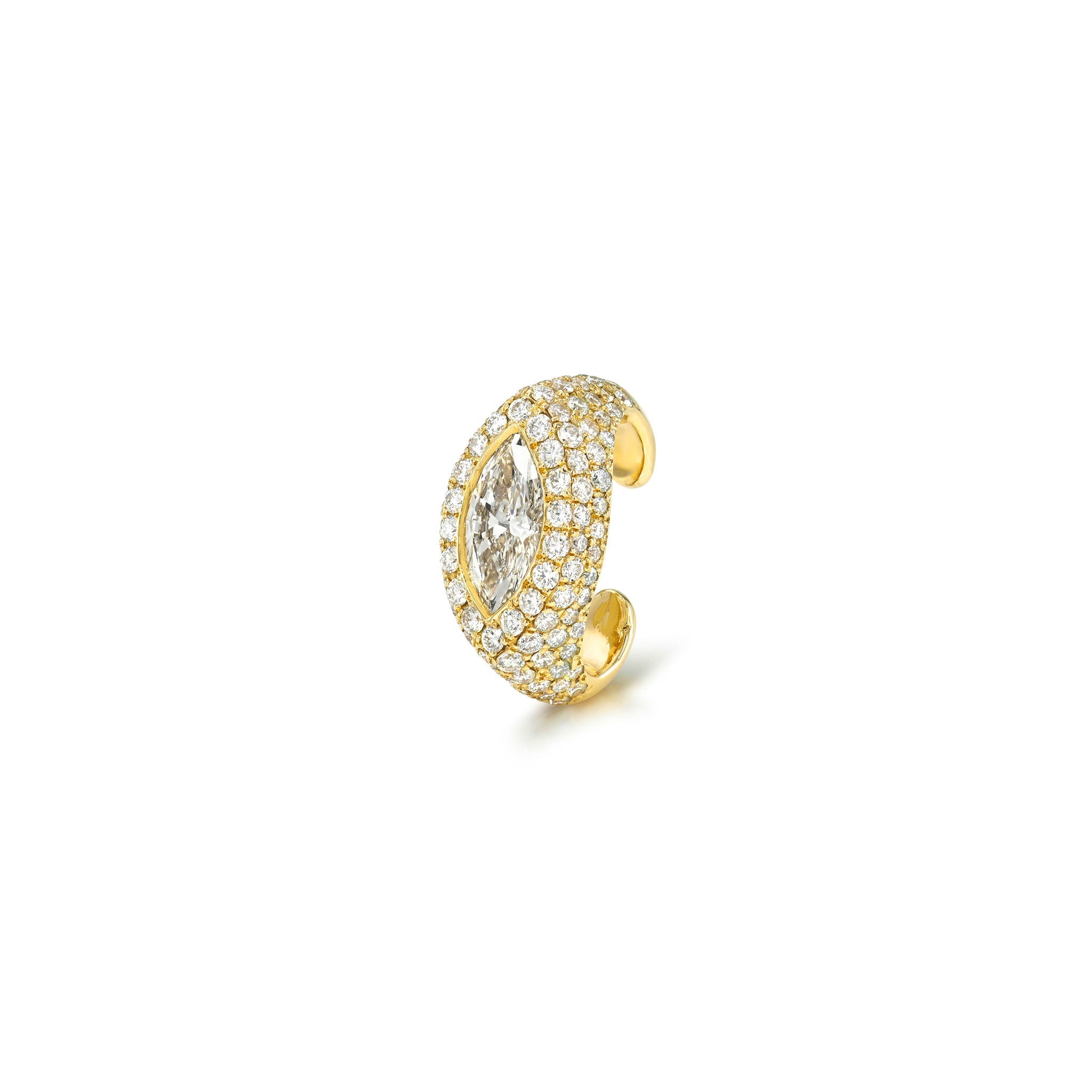 14k Pavé Marquise Diamond Ear Cuff Yellow Gold by Logan Hollowell Jewelry