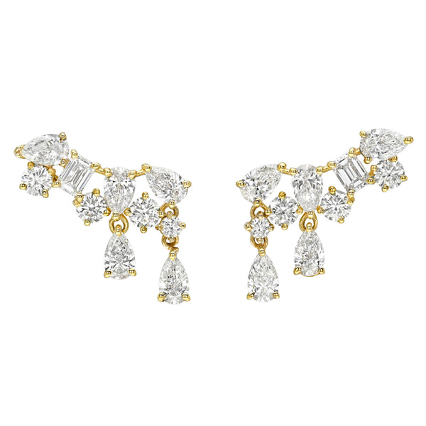 Fortuna Climber Earrings Yellow Gold Pair by Logan Hollowell Jewelry