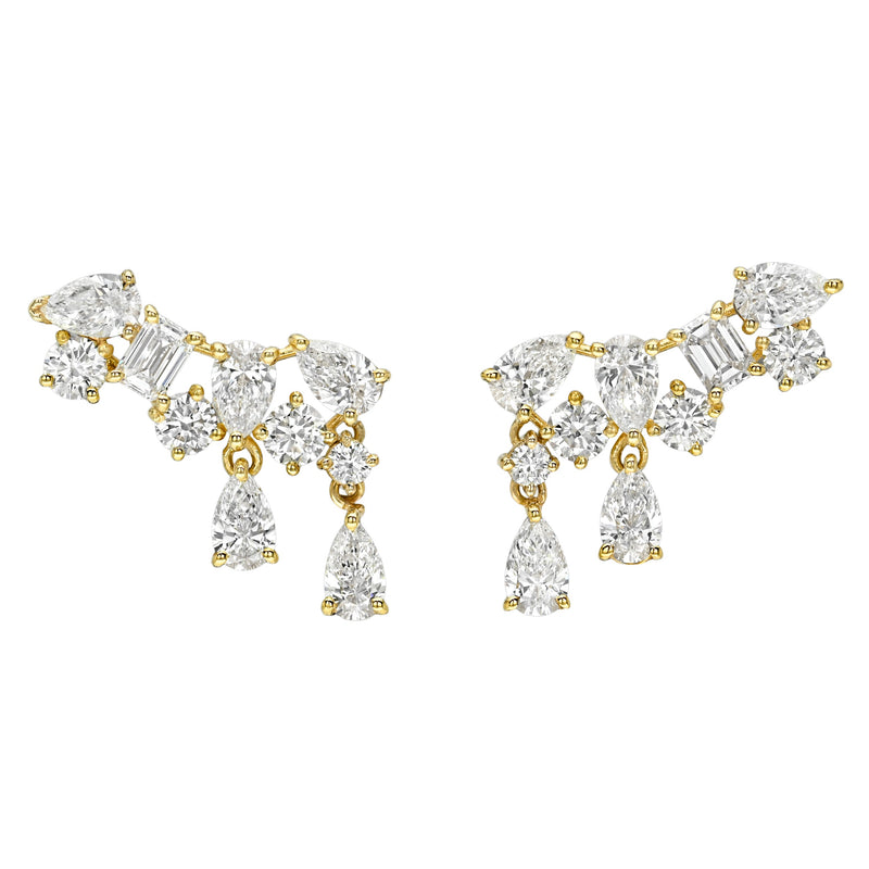 Fortuna Climber Earrings Yellow Gold Pair by Logan Hollowell Jewelry