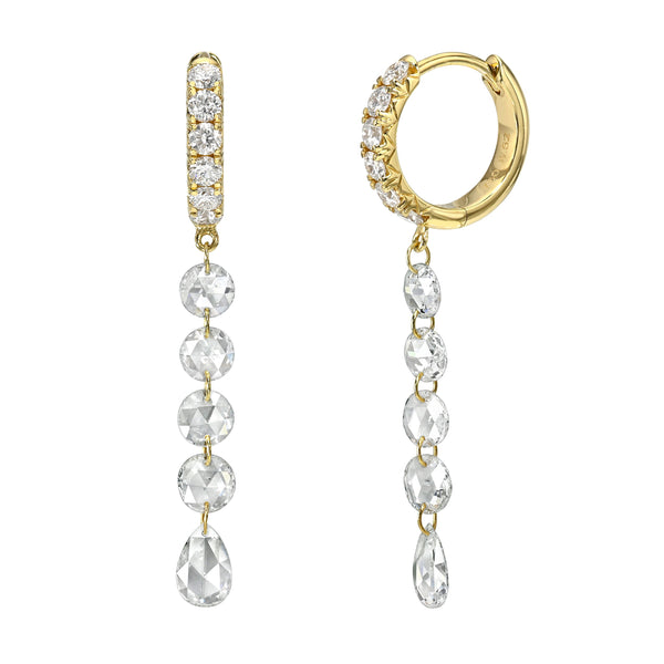 Eau de Rose Cut Drop Earrings Yellow Gold by Logan Hollowell Jewelry